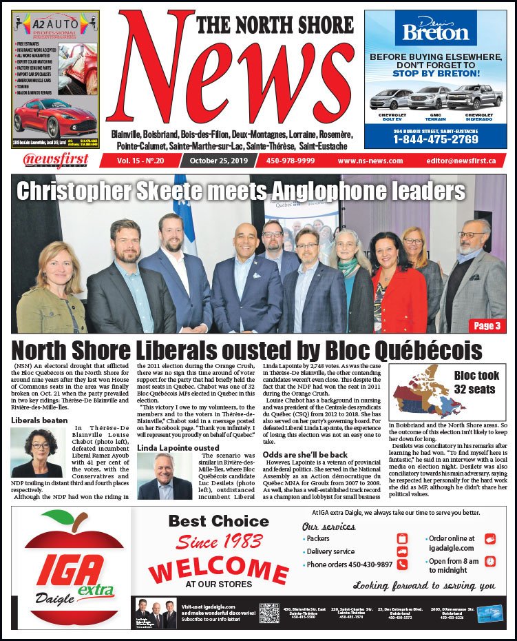 Front Page of the North Shore News 15-20.