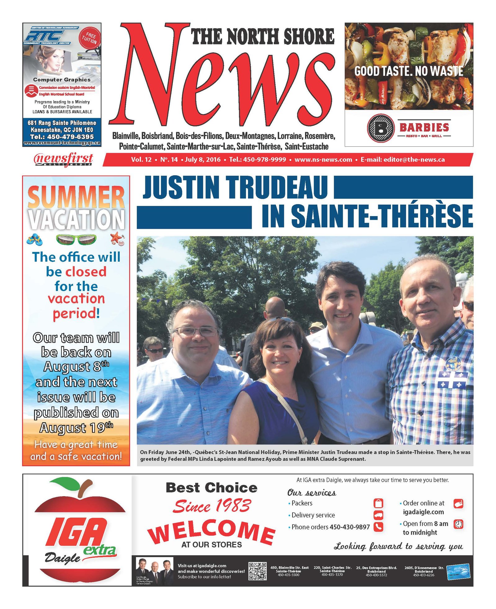 Front page image of the North Shore News Volume 12-14