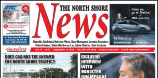 Front page image of the North Shore News 14-17.