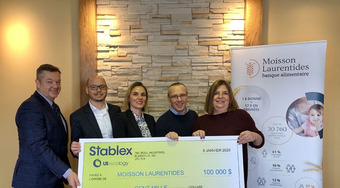 Stablex donates $100,000 to Moisson Laurentides Stablex donates $100,000 to Moisson Laurentides