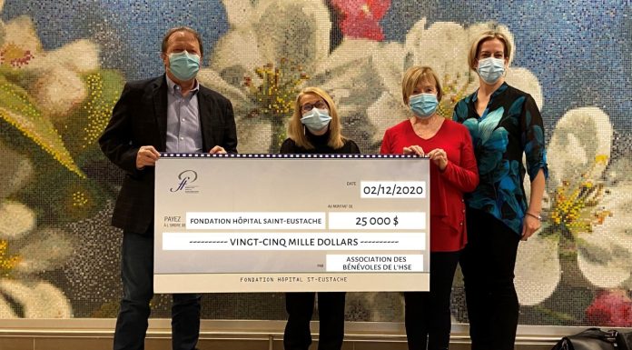 The Saint-Eustache Hospital Center Volunteers Association donates $ 25,000 to the Saint-Eustache Hospital Foundation